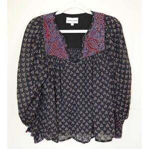 Antik Batik Peasant Long Sleeve Blouse Size XS